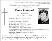 Traueranzeige Rosa Haimerl