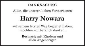 Traueranzeige Harry Nowara
