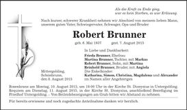 Traueranzeige Robert Brunner
