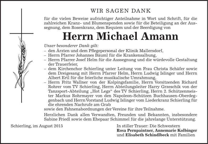Traueranzeige Michael Amann