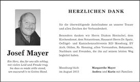 Traueranzeige Josef Mayer