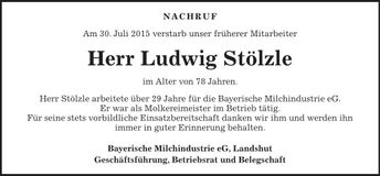 Traueranzeige Ludwig Stölzle