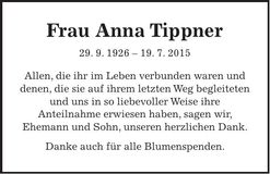 Traueranzeige Anna Tippner