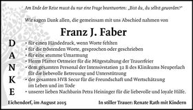 Traueranzeige Franz J. Faber