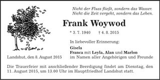 Traueranzeige Frank Woywod