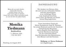 Traueranzeige Monika Tiedmann