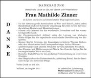 Traueranzeige Mathilde Zinner