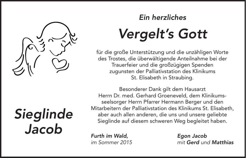 Traueranzeige Sieglinde Jacob