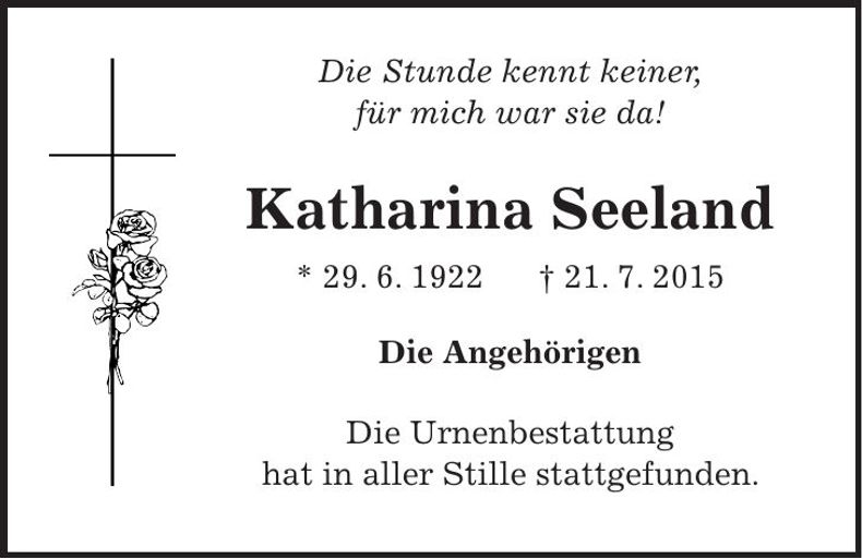 Traueranzeige Katharina Seeland