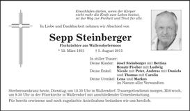 Traueranzeige Sepp Steinberger