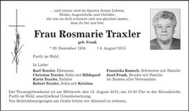 Traueranzeige Rosmarie Traxler