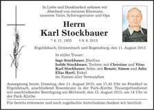 Traueranzeige Karl Stockbauer