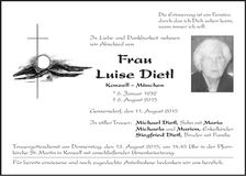 Traueranzeige Luise Dietl