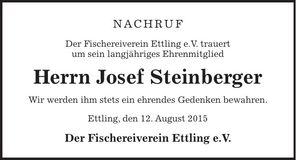 Traueranzeige Josef Steinberger