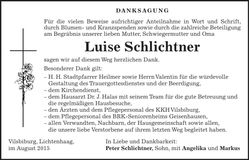Traueranzeige Luise Schlichtner