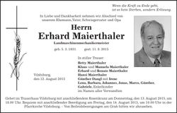 Traueranzeige Erhard Maierthaler