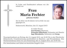 Traueranzeige Maria Fechter
