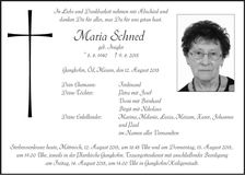 Traueranzeige Maria Schned