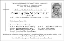 Traueranzeige Lydia Stockmeier