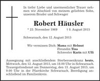 Traueranzeige Robert Häusler