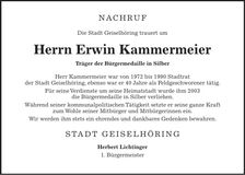 Traueranzeige Erwin Kammermeier