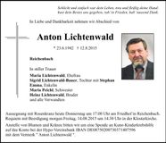 Traueranzeige Anton Lichtenwald