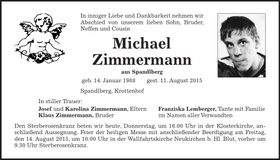 Traueranzeige Michael Zimmermann