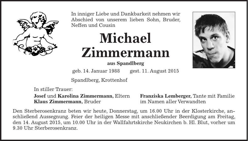 Traueranzeige Michael Zimmermann
