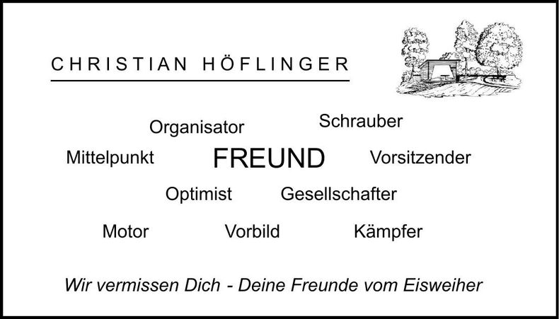 Traueranzeige Christian Höflinger