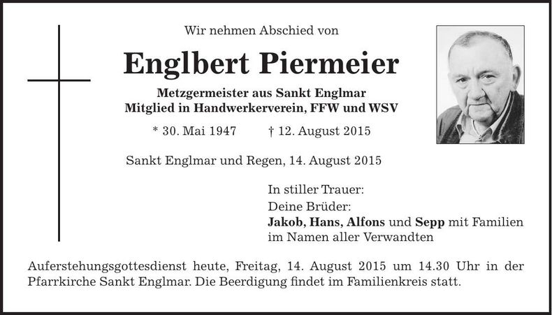Traueranzeige Englbert Piermeier