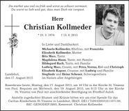 Traueranzeige Christian Kollmeder
