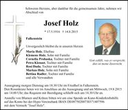 Traueranzeige Josef Holz