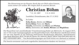 Traueranzeige Christian Böhm