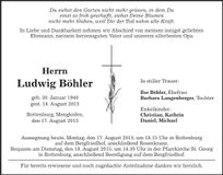 Traueranzeige Ludwig Böhler