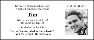 Traueranzeige Tim Edsperger