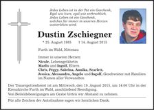Traueranzeige Dustin Zschiegner
