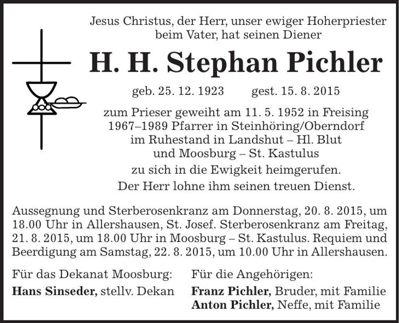 Traueranzeige Stephan Pichler