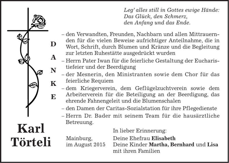 Traueranzeige Karl Törteli