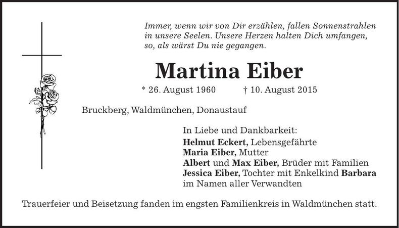 Traueranzeige Martina Eiber