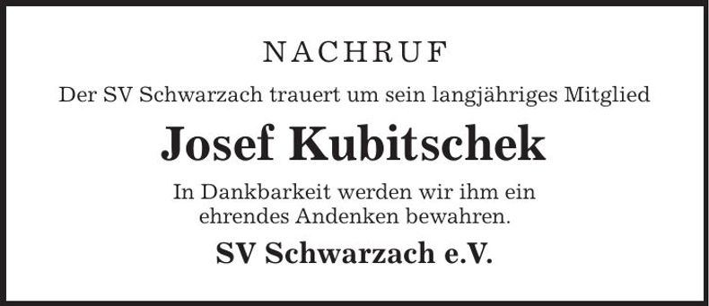 Traueranzeige Josef Kubitschek
