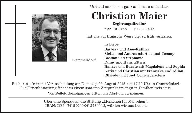 Traueranzeige Christian Maier