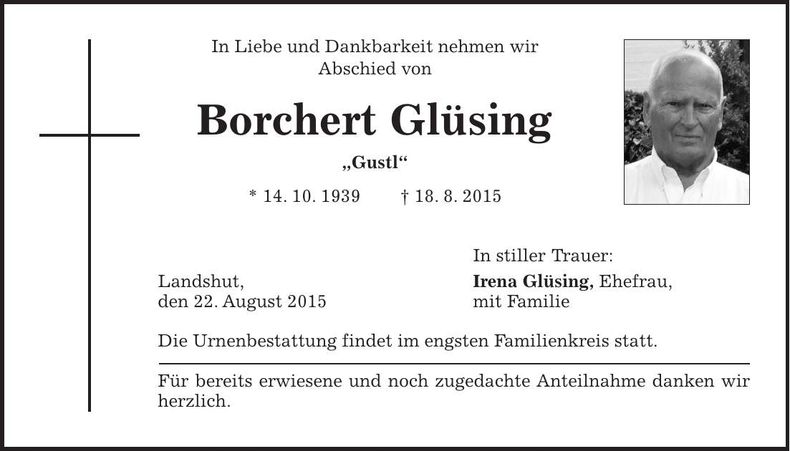 Traueranzeige Borchert Glüsing