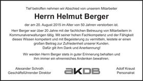 Traueranzeige Helmut Berger