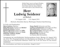 Traueranzeige Ludwig Seiderer