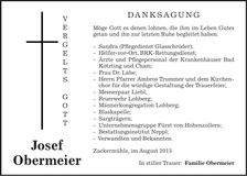 Traueranzeige Josef Obermeier