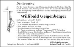Traueranzeige Willibald Geigenberger