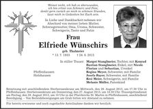 Traueranzeige Elfriede Wünschirs
