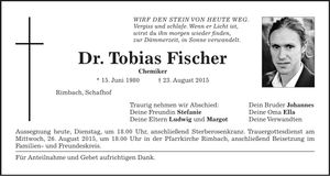Traueranzeige Tobias Fischer