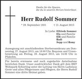 Traueranzeige Rudolf Sommer