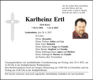 Traueranzeige Karlheinz Ertl